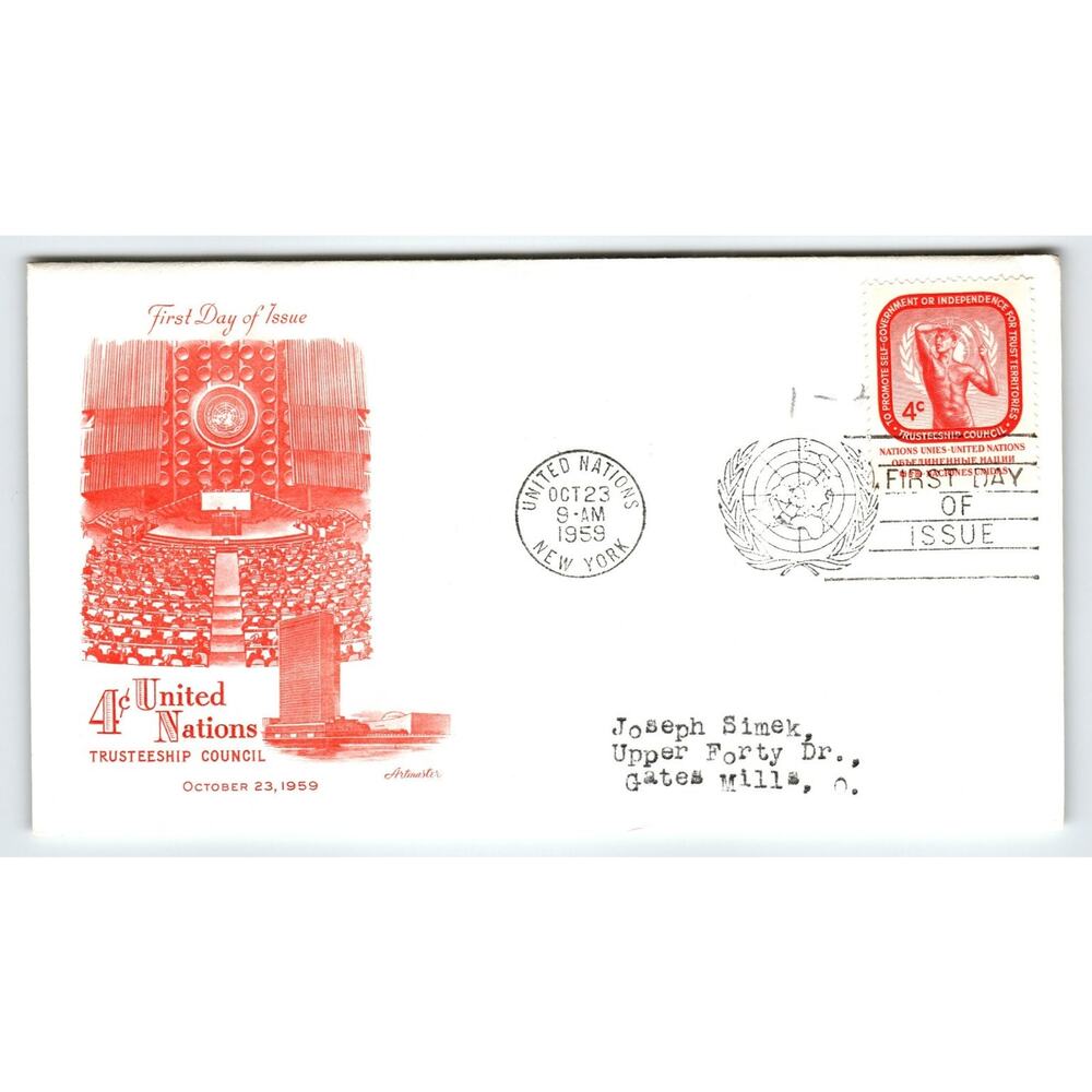 Scott #1137 1959 United Nations Trusteeship Council 4c First Day Cover FDC